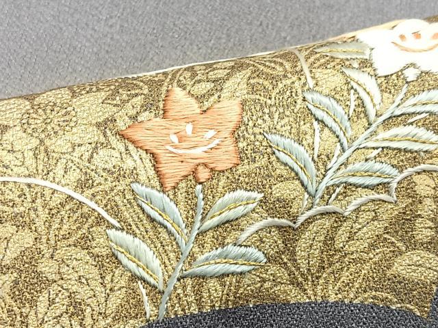 平和屋着物■訪問着　刺繍　地紙草花文　暈し染め　金彩　松坂屋扱い　正絹　逸品　CABJ8074xe