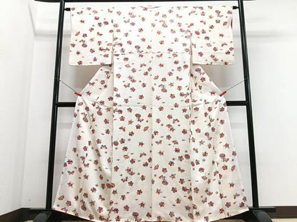 平和屋着物■上質な小紋　花蝶文　正絹　逸品　CABJ8075xe