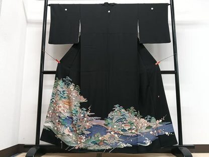 平和屋着物■豪華黒留袖　作家物　風景文　正絹　逸品　CABJ8079xe