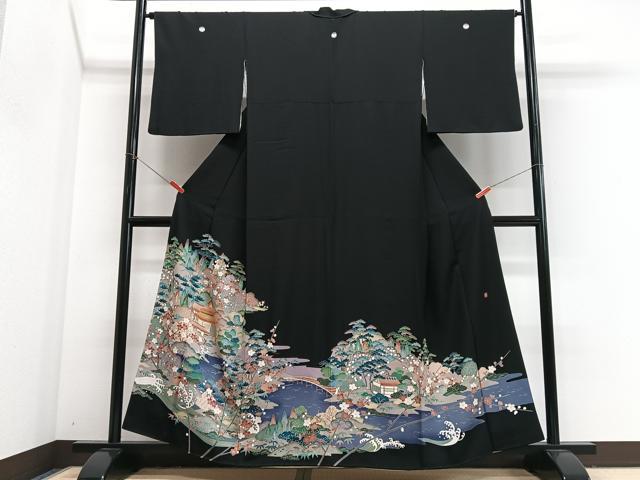 平和屋着物■豪華黒留袖　作家物　風景文　正絹　逸品　CABJ8079xe