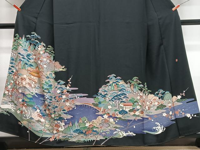 平和屋着物■豪華黒留袖　作家物　風景文　正絹　逸品　CABJ8079xe