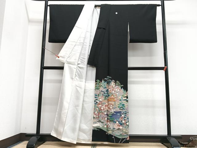 平和屋着物■豪華黒留袖　作家物　風景文　正絹　逸品　CABJ8079xe