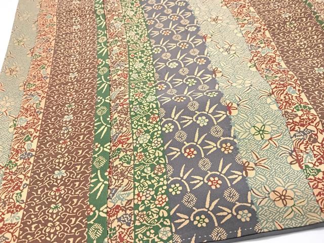 平和屋着物■上質な小紋　花唐草間道　正絹　逸品　CABJ8082xe