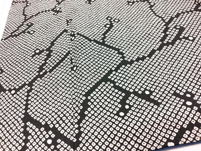平和屋着物■上質な小紋　総絞り　幾何学文様　黒地　正絹　逸品　CABJ8086xe