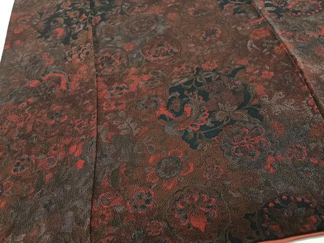 平和屋着物■上質な小紋　花唐草文　鬼しぼ縮緬　正絹　逸品　CABJ8087xe