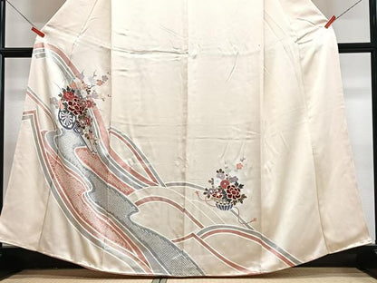 平和屋着物■訪問着　絞り　花車文　金彩　正絹　逸品　CABJ8088xe