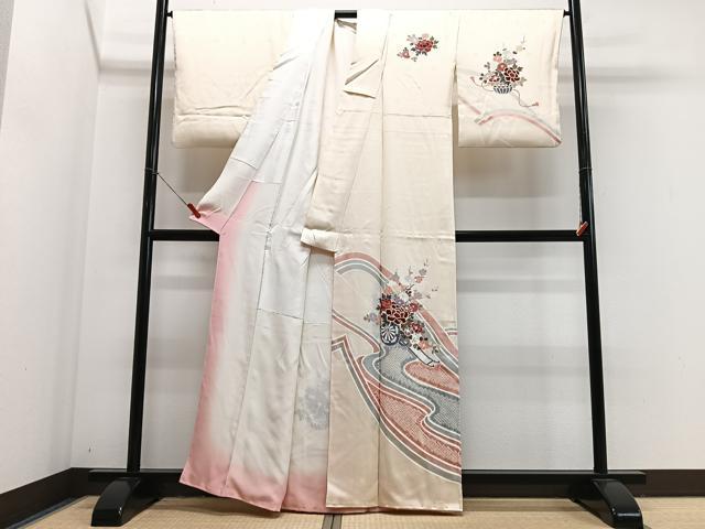 平和屋着物■訪問着　絞り　花車文　金彩　正絹　逸品　CABJ8088xe
