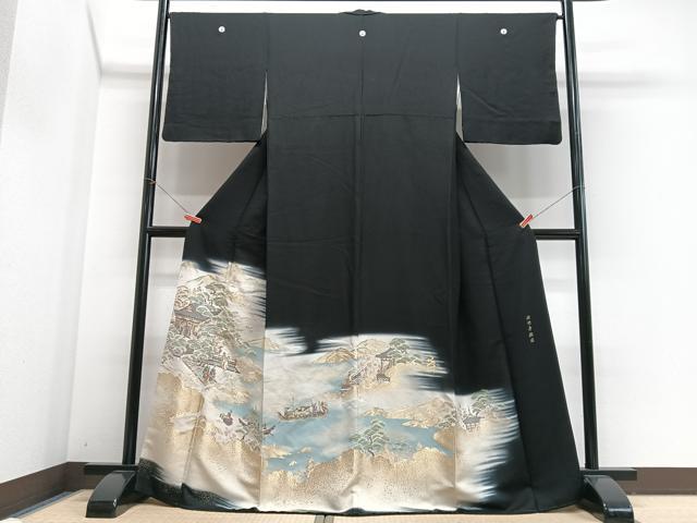 平和屋着物□豪華黒留袖 寿光織 狩野帝鑑図 暈し染め