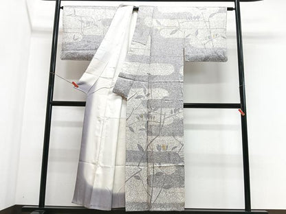 平和屋着物■訪問着　エ霞枝葉文　たたき染め　金彩　正絹　逸品　CABJ8094xe