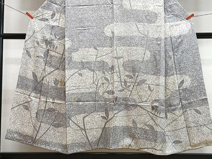 平和屋着物■訪問着　エ霞枝葉文　たたき染め　金彩　正絹　逸品　CABJ8094xe