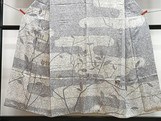 平和屋着物■訪問着　エ霞枝葉文　たたき染め　金彩　正絹　逸品　CABJ8094xe