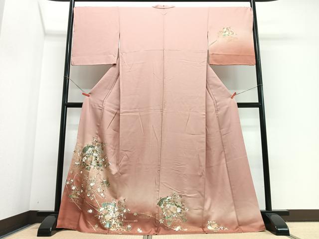 平和屋着物■訪問着　地紙吉祥花文　暈し染め　金彩　正絹　逸品　CABJ8095xe