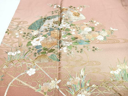 平和屋着物■訪問着　地紙吉祥花文　暈し染め　金彩　正絹　逸品　CABJ8095xe