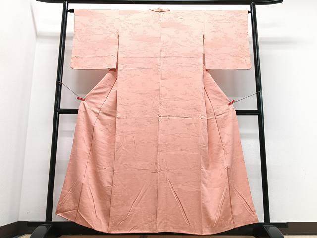 平和屋着物■上質な色無地　更紗花唐草地紋　宍色　正絹　逸品　CABJ8098xe