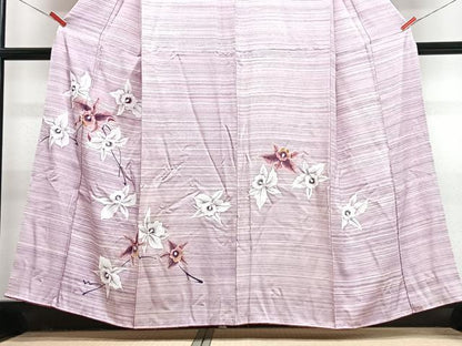 平和屋着物■訪問着　手描き　舞花文　正絹　逸品　CABJ8101xe