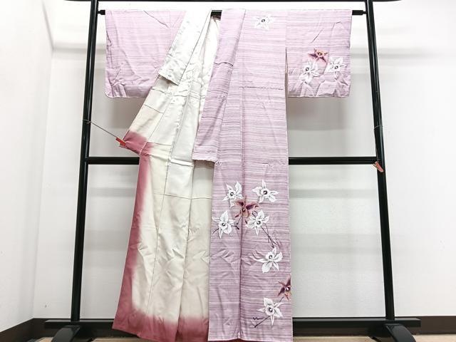 平和屋着物■訪問着　手描き　舞花文　正絹　逸品　CABJ8101xe