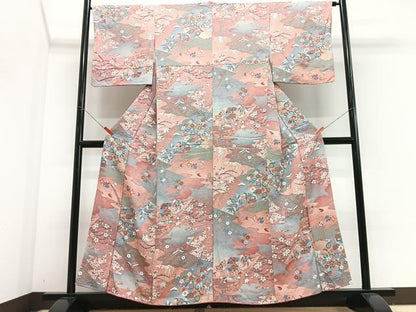 平和屋着物■上質な小紋　鴛鴦花唐草文　金彩　正絹　逸品　CABJ8104xe