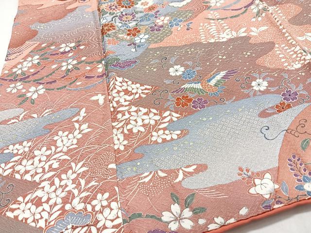 平和屋着物■上質な小紋　鴛鴦花唐草文　金彩　正絹　逸品　CABJ8104xe