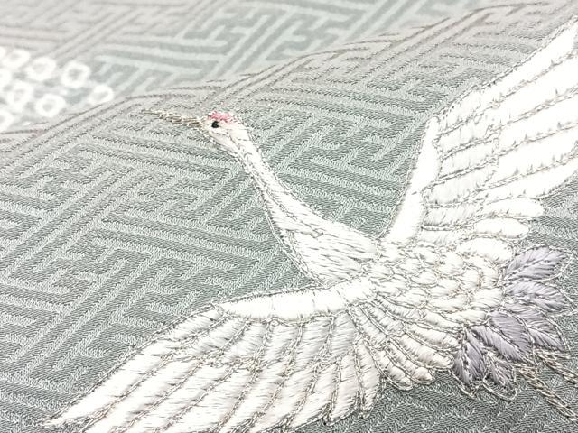 平和屋着物■訪問着　刺繍　絞り　流水飛鶴文　銀彩　正絹　逸品　CABJ8105xe
