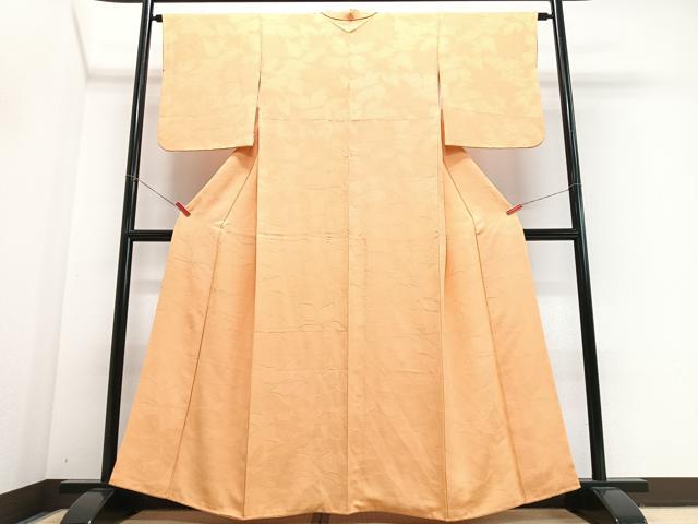 平和屋着物■上質な色無地　舞花地紋　萱草色　正絹　逸品　CABJ8106xe