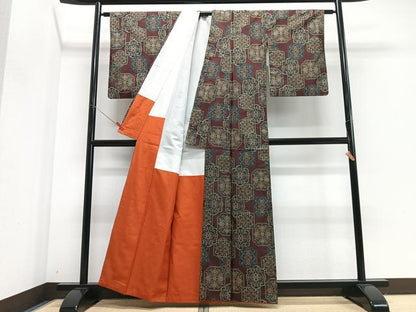 平和屋着物■本場大島紬　7マルキ　亀甲花文　正絹　逸品　CABJ8110xe