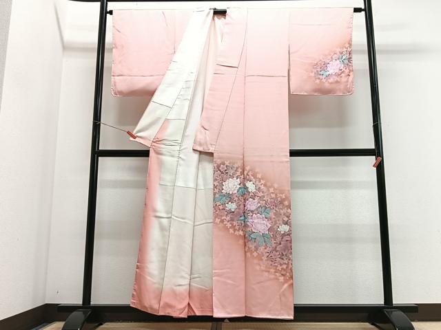 平和屋着物■訪問着　草花文　バラ　暈し染め　正絹　逸品　未使用　CABJ8111xe