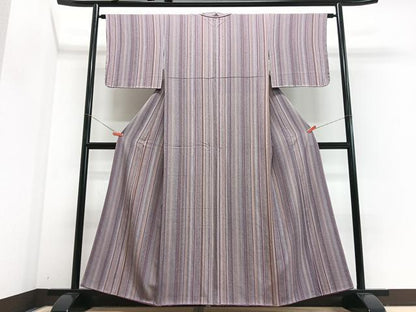 平和屋着物■上質な小紋　縞　たたき染め　正絹　逸品　CABJ8114xe