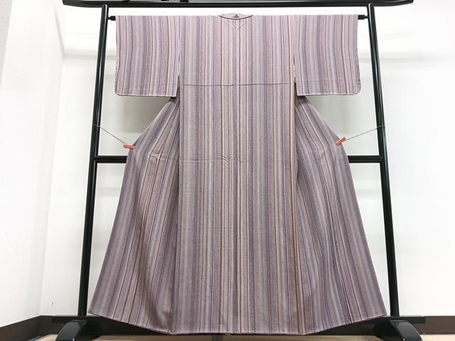 平和屋着物■上質な小紋　縞　たたき染め　正絹　逸品　CABJ8114xe