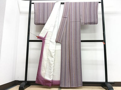 平和屋着物■上質な小紋　縞　たたき染め　正絹　逸品　CABJ8114xe