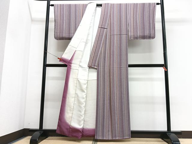 平和屋着物■上質な小紋　縞　たたき染め　正絹　逸品　CABJ8114xe