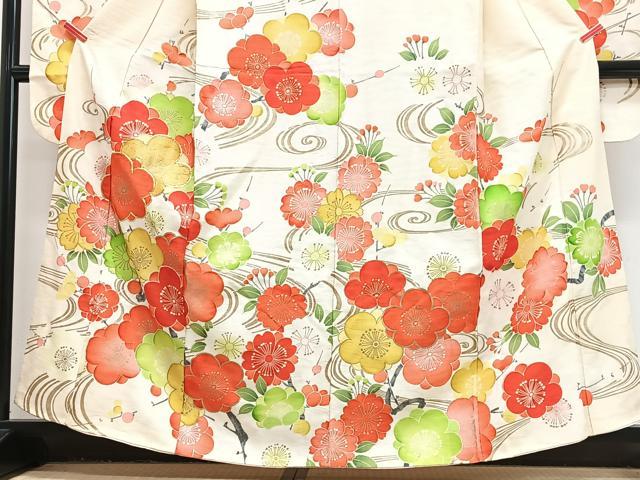 平和屋着物■豪華振袖　駒刺繍　流水舞梅文　金彩　正絹　逸品　CABJ8116xe