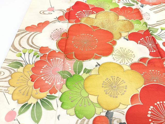 平和屋着物■豪華振袖　駒刺繍　流水舞梅文　金彩　正絹　逸品　CABJ8116xe