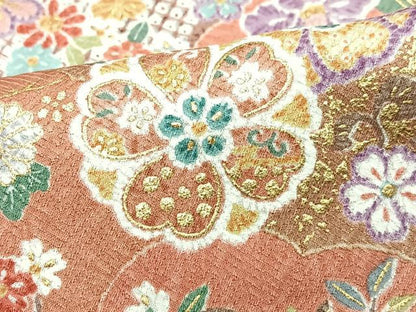 平和屋着物■上質な小紋　吉祥花文　金彩　ロング丈　正絹　逸品　CABJ8125xe