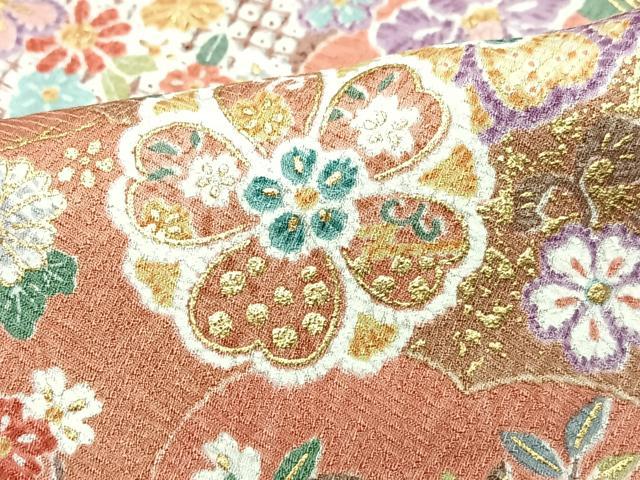 平和屋着物■上質な小紋　吉祥花文　金彩　ロング丈　正絹　逸品　CABJ8125xe