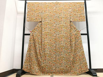 平和屋着物■上質な小紋　吉祥花蝶文　正絹　逸品　CABJ8127xe
