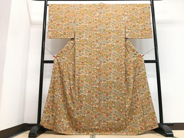 平和屋着物■上質な小紋　吉祥花蝶文　正絹　逸品　CABJ8127xe