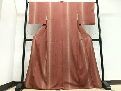 平和屋着物■上質な小紋　縞　舞葉文　暈し染め　正絹　逸品　CABJ8128xe
