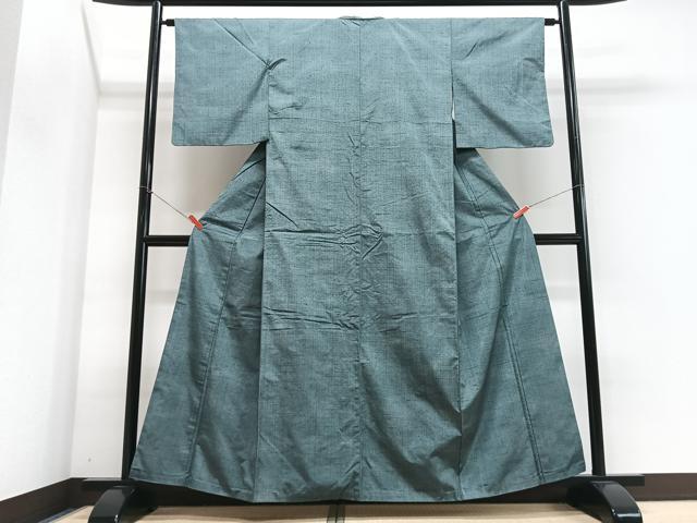 平和屋着物■上質な紬　御召御納戸色　正絹　逸品　CABJ8129xe