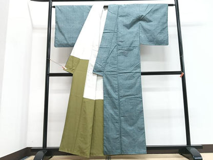 平和屋着物■上質な紬　御召御納戸色　正絹　逸品　CABJ8129xe