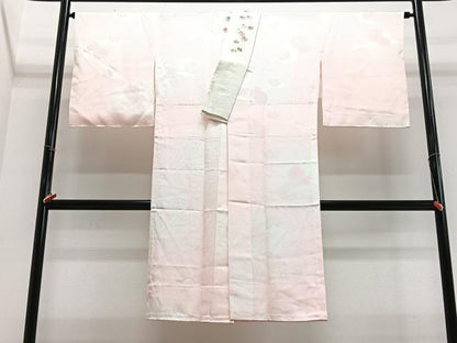 平和屋着物■長襦袢　無双仕立て　舞菊地紋　暈し染め　半衿刺繍　正絹　逸品　CABJ8140xe