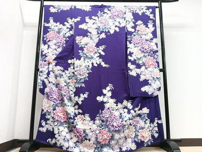 平和屋着物●豪華振袖　草花文　金彩　正絹　逸品　CABJ8168xe