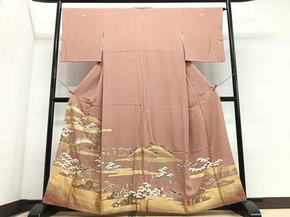 平和屋着物■豪華色留袖　駒刺繍　風景文　金彩　やまと誂製　正絹　逸品　CABJ8169xe