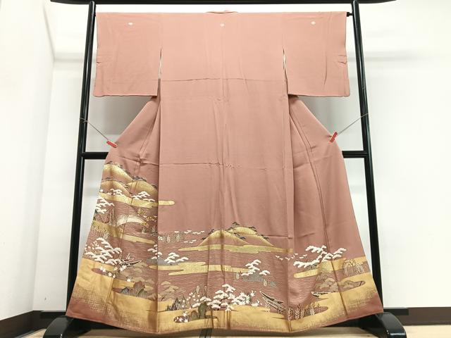 平和屋着物■豪華色留袖　駒刺繍　風景文　金彩　やまと誂製　正絹　逸品　CABJ8169xe