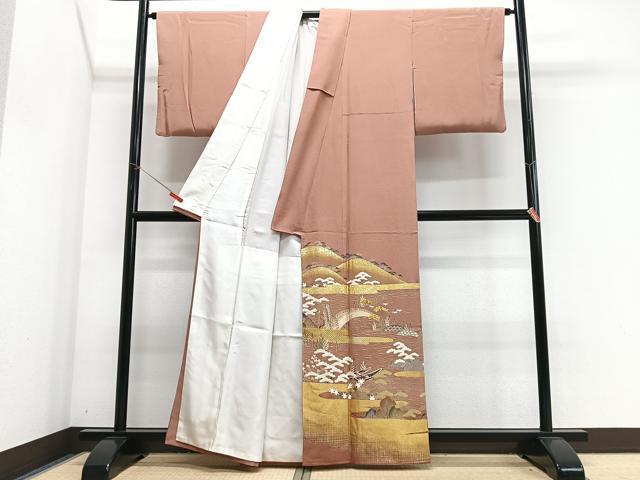 平和屋着物■豪華色留袖　駒刺繍　風景文　金彩　やまと誂製　正絹　逸品　CABJ8169xe