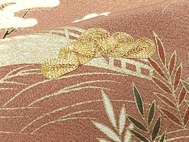 平和屋着物■豪華色留袖　駒刺繍　風景文　金彩　やまと誂製　正絹　逸品　CABJ8169xe