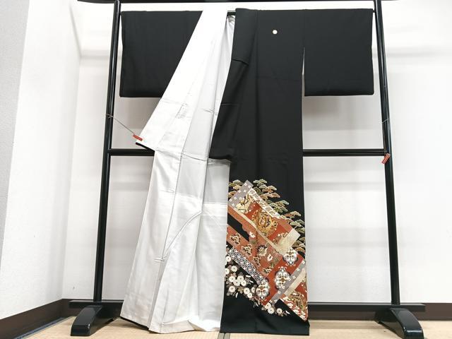 平和屋着物■豪華黒留袖　作家物　駒刺繍　鳳凰笹松文　金彩　正絹　逸品　CABJ8172xe