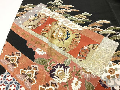 平和屋着物■豪華黒留袖　作家物　駒刺繍　鳳凰笹松文　金彩　正絹　逸品　CABJ8172xe