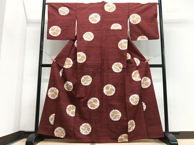 平和屋着物■上質な紬　雪輪花文　正絹　逸品　CABJ8173xe
