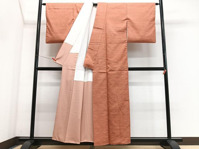 平和屋着物■訪問着　紬地　芝草文　正絹　逸品　CABJ8177xe