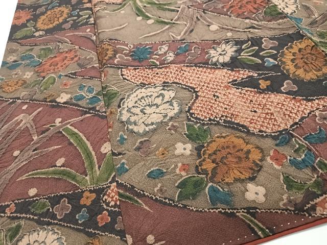 平和屋着物■上質な小紋　草花文　鬼しぼ縮緬　正絹　逸品　CABJ8179xe